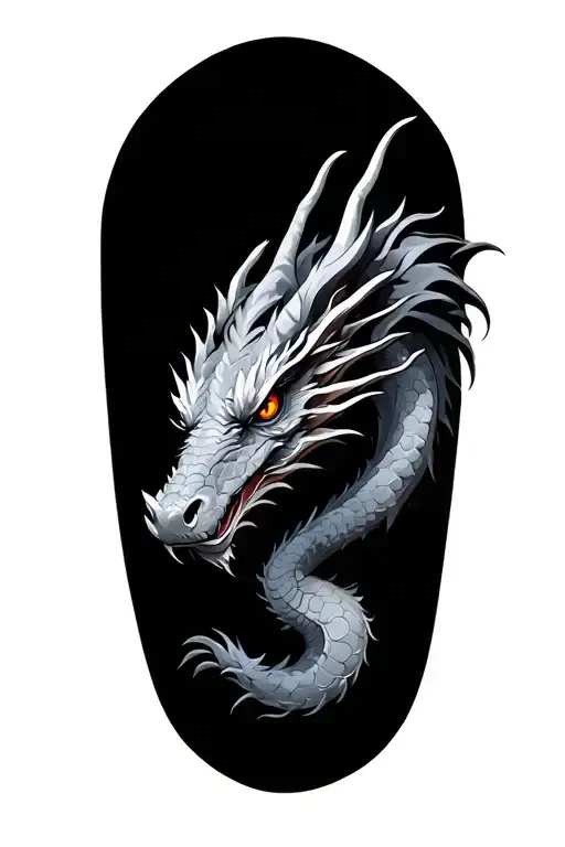 full sleeve black and gray dragon with color accent tattoo design idea