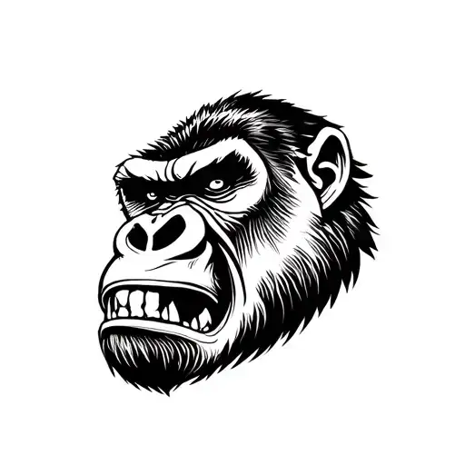 angry gorilla face tattoo design idea