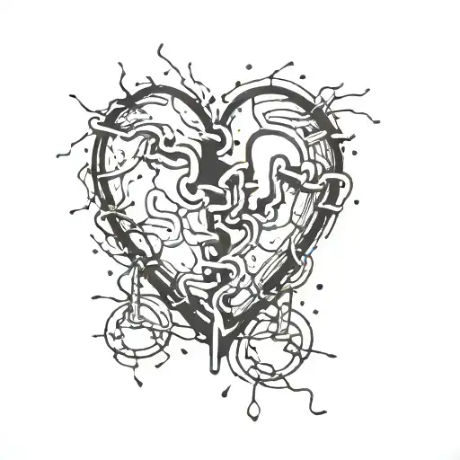 chained bleeding  broken   Heart tattoo design idea