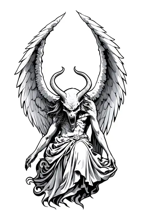 angel killing demon tattoo design idea