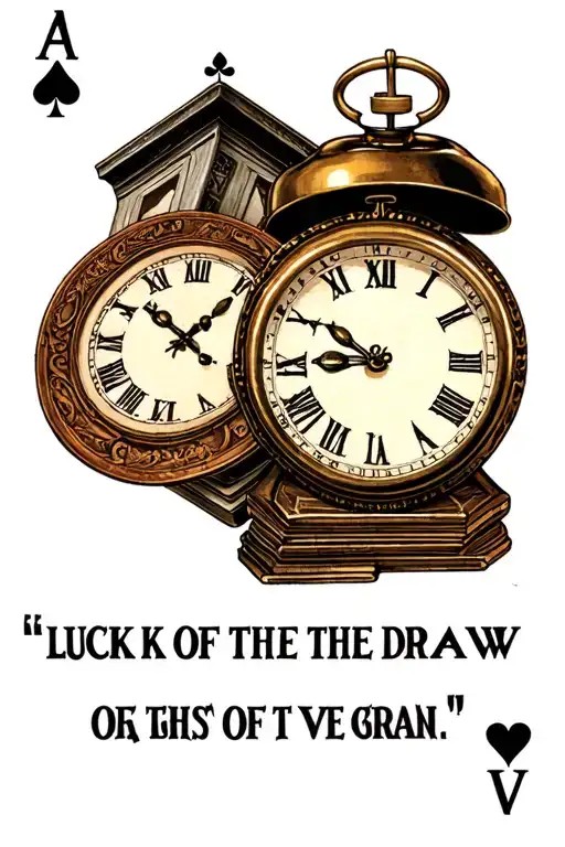 Deck of cards with clock quote ' Luck of the Draw"  tattoo design idea