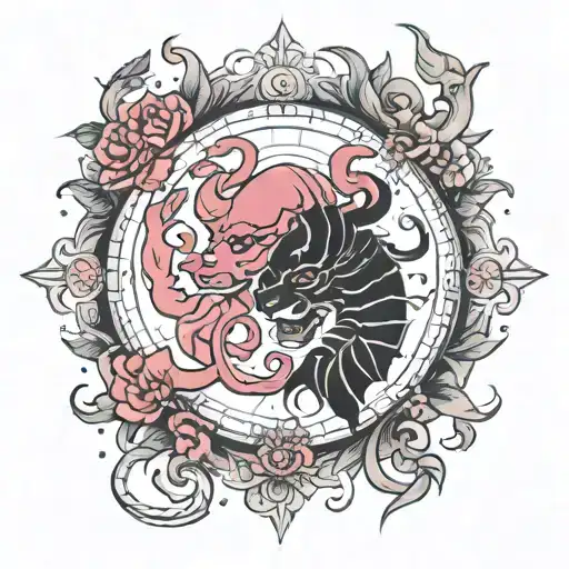 cancer and leo zodiac sign tattoo design idea