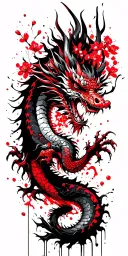 Japanese Dragon surrounded by Cherry Blossoms tattoo design idea