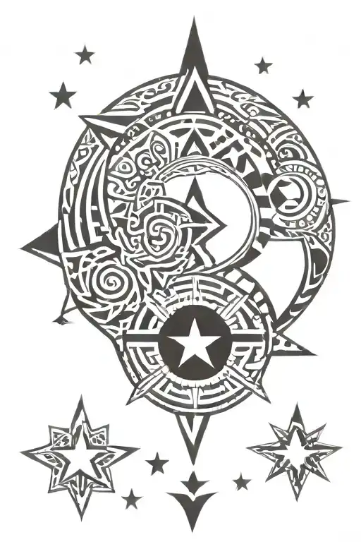 Ecuadorian Amazonian tribal patterns merged with American Stars/Stripes tattoo design idea