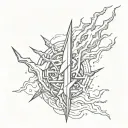 trident and lightning bolt intertwined symbolizing tattoo design idea