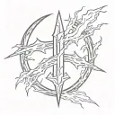 trident and lightning bolt intertwined symbolizing tattoo design idea