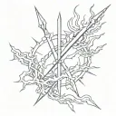 trident and lightning bolt intertwined symbolizing tattoo design idea