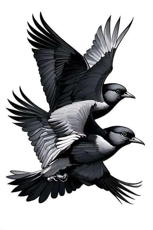 two birds flying tattoo design idea