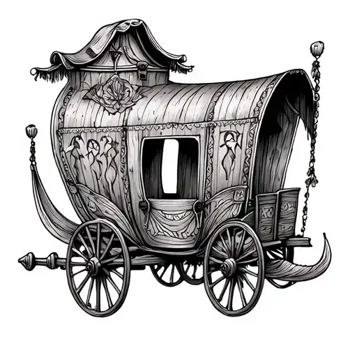 gypsy wagon tattoo design idea