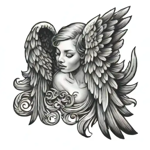 angel wings neck tattoo design idea