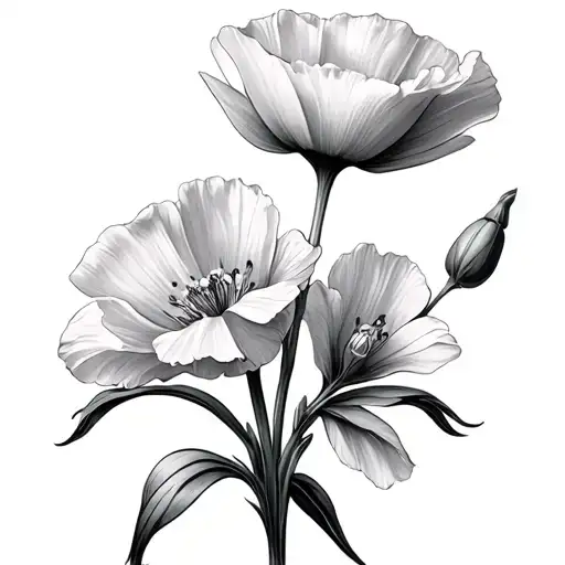 Poppy And Snowdrop and gladiolus and carnation tattoo design idea