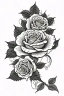 The image presents a black and white tattoo of a  red rose with a broken heart design, featuring a red rose and a broken tattoo design idea