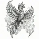 phoenix honeycomb tattoo design idea