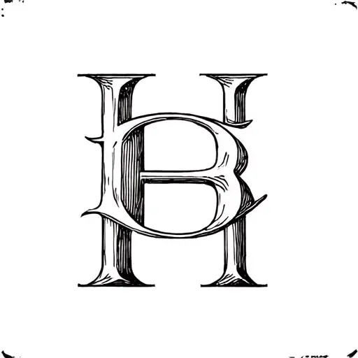 cattle brand using a capital B and a capital H placed with the B inverted so the back is against the leg of the H tattoo design idea