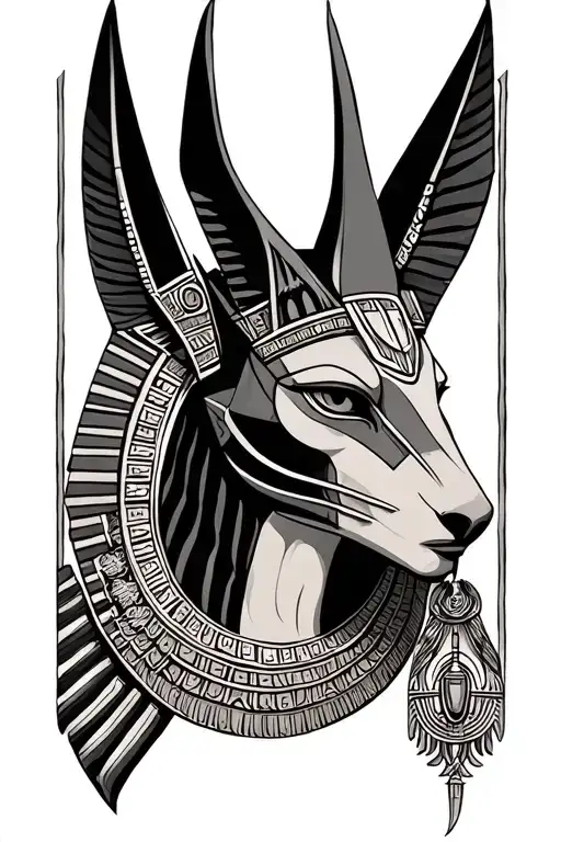 Anubis Egyptian mythology sleeve tattoo tattoo design idea