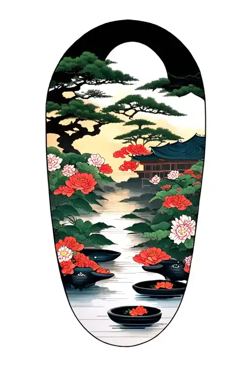 zen garden scene tattoo inspired tattoo design idea