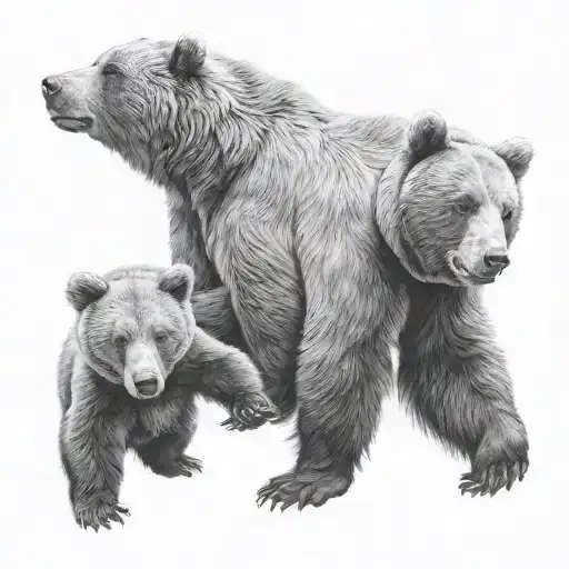 bears and cub playing together tattoo design idea