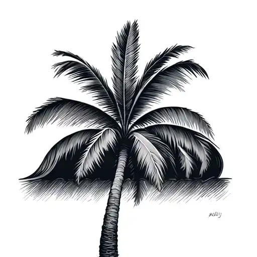 Palm Tree With Wave tattoo design idea