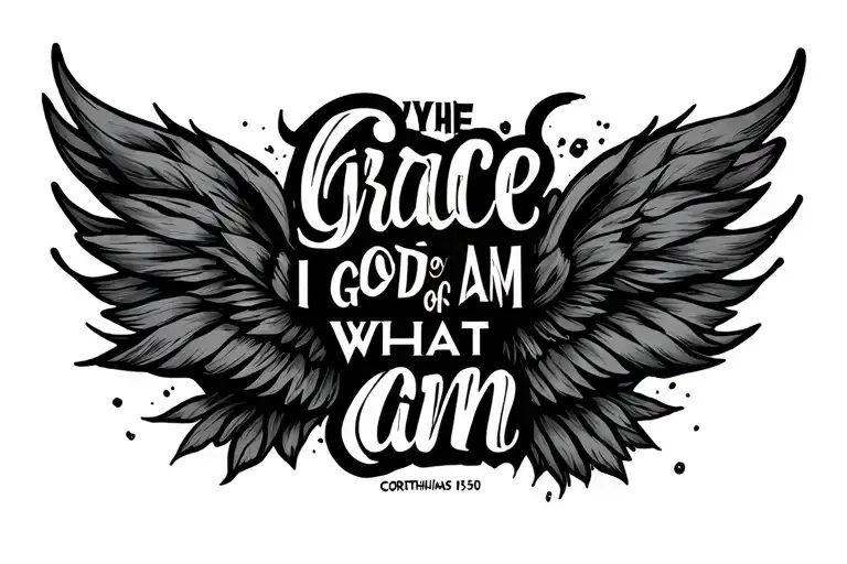 by the grace of god i am what i am corinthians 15:10 tattoo design idea