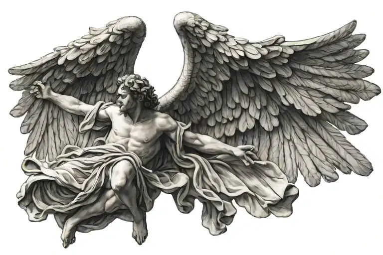 greek angel flying tattoo design idea