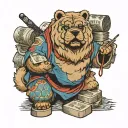 chow chow hustler counting stacks tattoo design idea