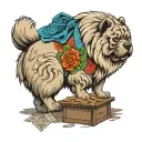chow chow hustler counting stacks tattoo design idea