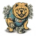chow chow hustler counting stacks tattoo design idea