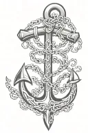 anchor chain forming tattoo design idea