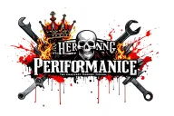 "HERRING PERFORMANCE" SKULL, DAPPER, SUGAR SKULL, TURBOCHARGER, FIRE, WRENCH, SMOKE, CROWN,  tattoo design idea