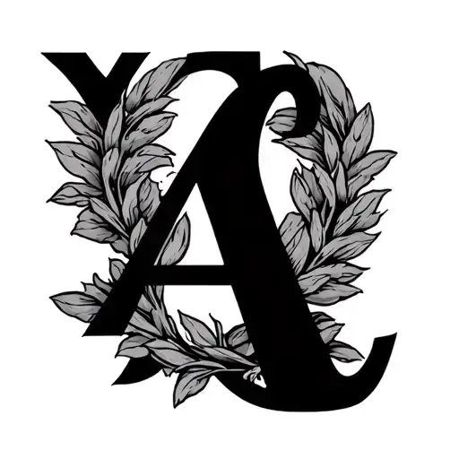 Greek A and O inside of victory wreath tattoo design idea