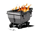 dumpster fire inside tattoo design idea