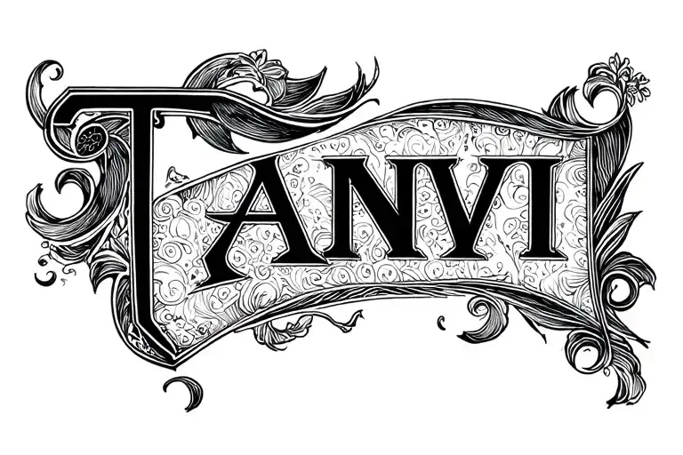 "Tanvi" script tattoo design idea