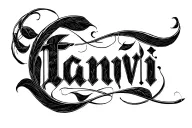 "Tanvi" script tattoo design idea