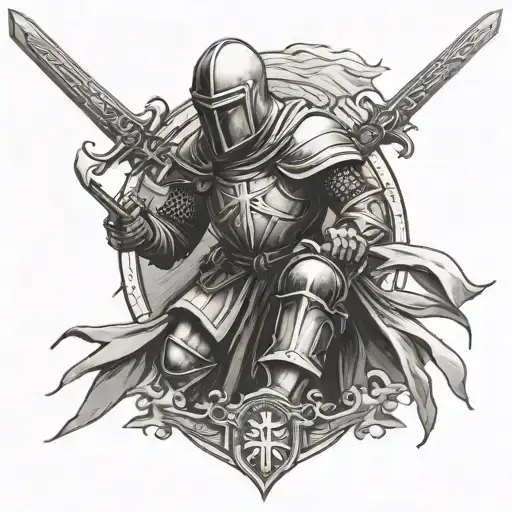 Templar knight with a sword tattoo design idea