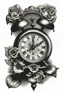 old alarm clock with bells on top view tattoo design idea
