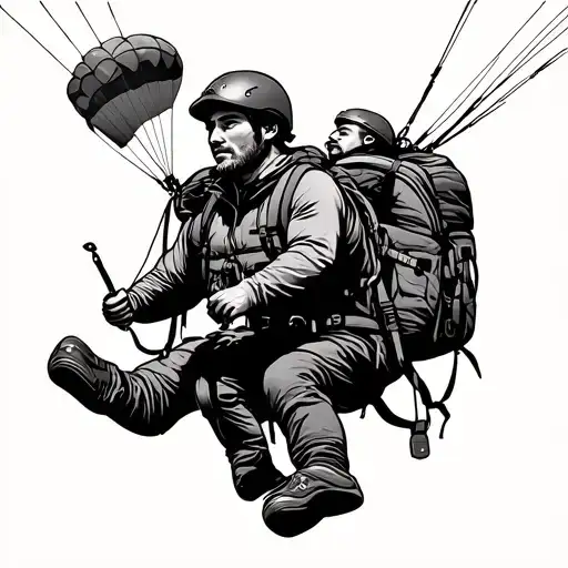 paragliding guy and hiking guy tattoo design idea