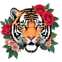 tiger and roses tattoo design idea