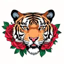 tiger and roses tattoo design idea