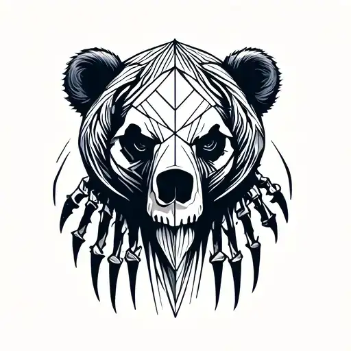 bear skull and bear claws tattoo design idea