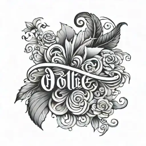 simplistic words "Ollie" and "Lola" tattoo design idea