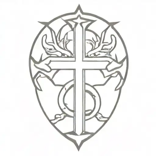 cross with Aztec dragon wrapping tattoo design idea