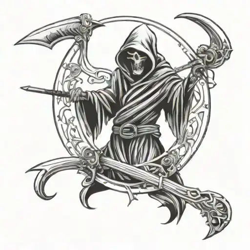 grim reaper holding a scythe tattoo design idea