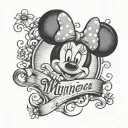 Minnie mouse heart shaped with name tattoo design idea