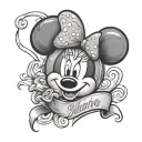 Minnie mouse heart shaped with name tattoo design idea