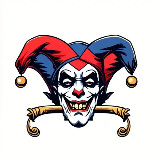 evil court jester tattoo design idea