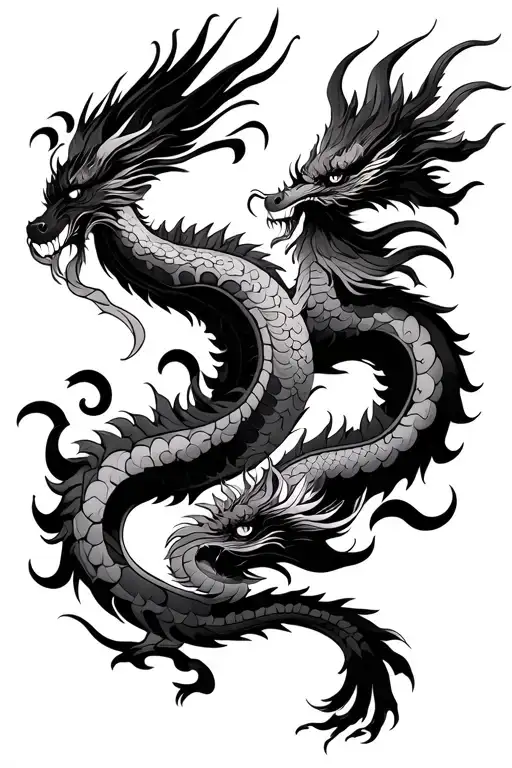 Chinese Dragon and Phoenix tattoo design idea