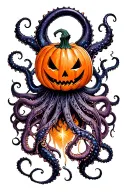 jack o lantern, tentacles, eldritch, deep space tattoo design idea