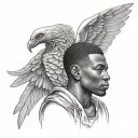black man African angel tattoo design idea