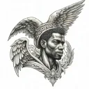 black man African angel tattoo design idea