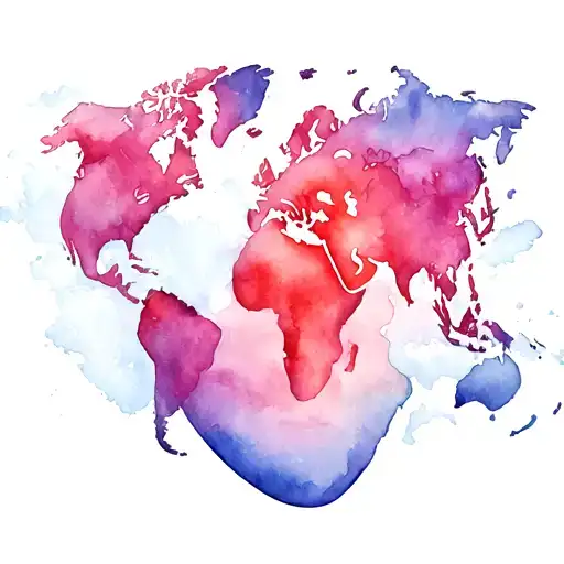 anatomical heart outline world map silver lining cloud iceberg tattoo design idea